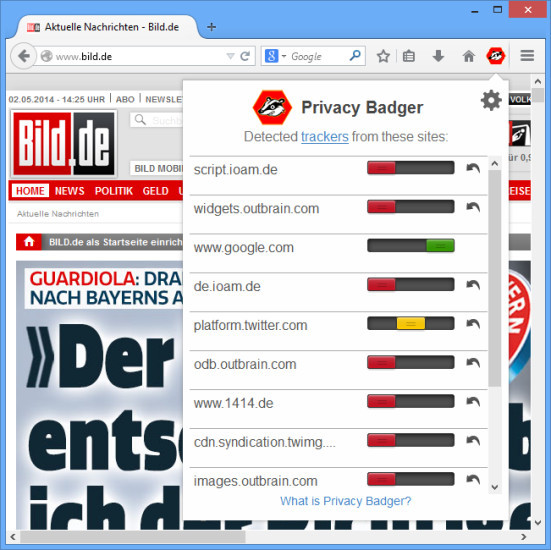 Beispiel www.bild.de: Wenn Sie die Webseite öffnen, dann kommunizieren Sie nicht nur mit der Nachrichtenseite, sondern im Hintergrund auch mit zahlreichen Tracking-Servern.
