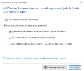 Geräteinstallationseinstellungen in Windows 10