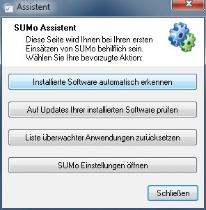 Sumo-Assistent: Legen Sie hier fest, dass Sumo immer automatisch nach installierten Programmen suchen soll, wenn Sie das Tool starten (Bild 2).